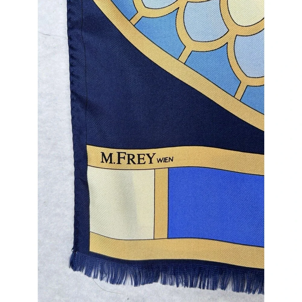 M Frey Wien Silk Scarf Vintage Made In Italy 13 X 58 Egyptian Revival Vivid